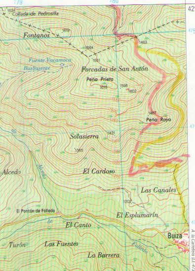 Topograf&iacute;a Buiza- Forcadas de San Ant&oacute;n. Camino del Salvador etapa 2